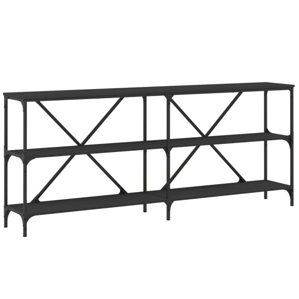 vidaXL Masă consolă, negru, 180x30x75 cm, lemn prelucrat și fier