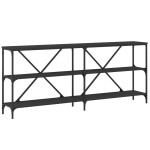 vidaXL Masă consolă, negru, 180x30x75 cm, lemn prelucrat și fier