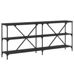 vidaXL Masă consolă, negru, 180x30x75 cm, lemn prelucrat și fier