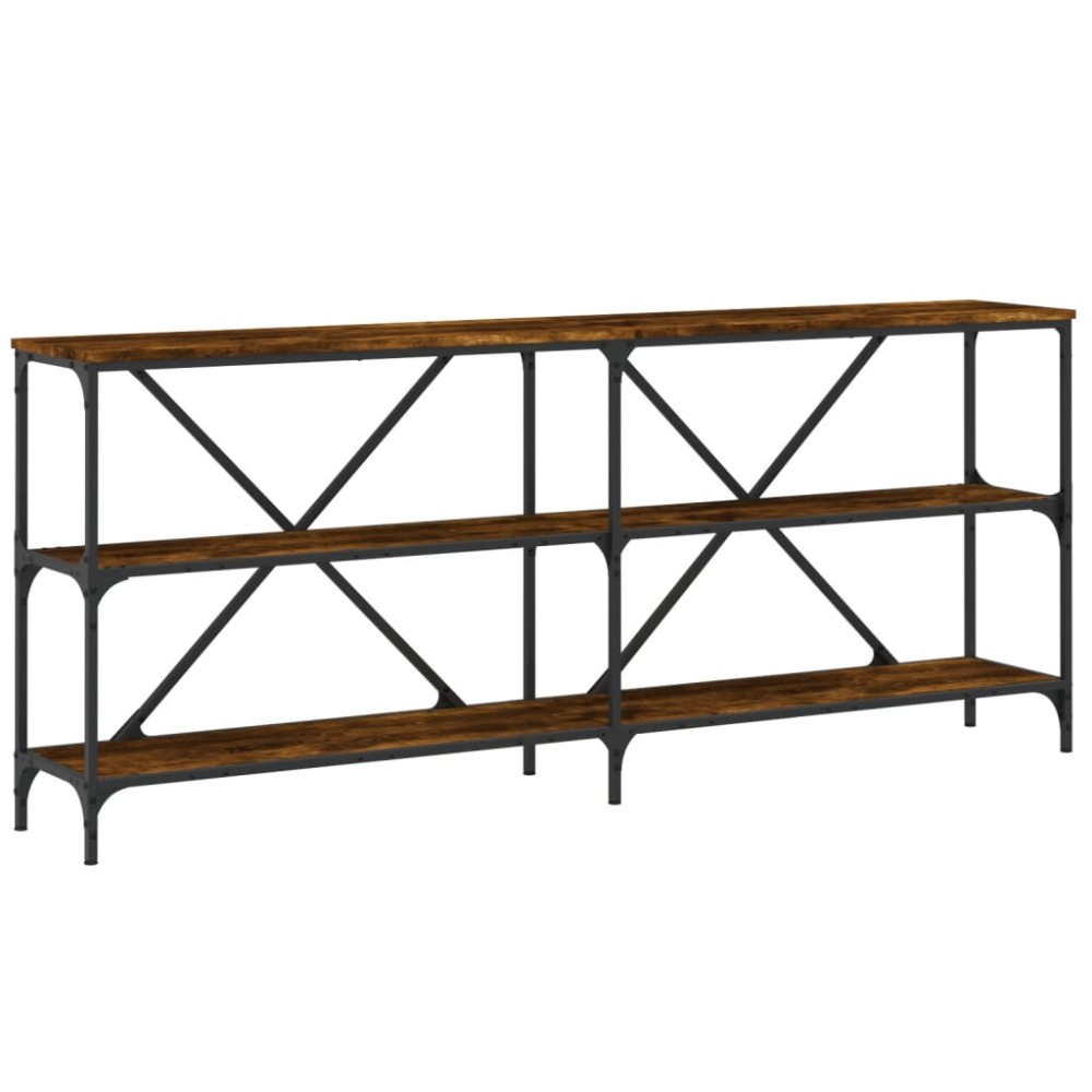 vidaXL Masă consolă stejar afumat 180x30x75 cm lemn prelucrat și fier