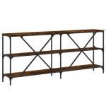vidaXL Masă consolă stejar afumat 180x30x75 cm lemn prelucrat și fier