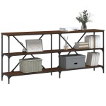 vidaXL Masă consolă stejar maro 180x30x75 cm lemn prelucrat și fier vidaXL Masă consolă stejar maro 180x30x75 cm lemn prelucrat și fier