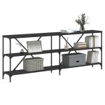 vidaXL Masă consolă negru 200x30x75 cm lemn prelucrat și fier
