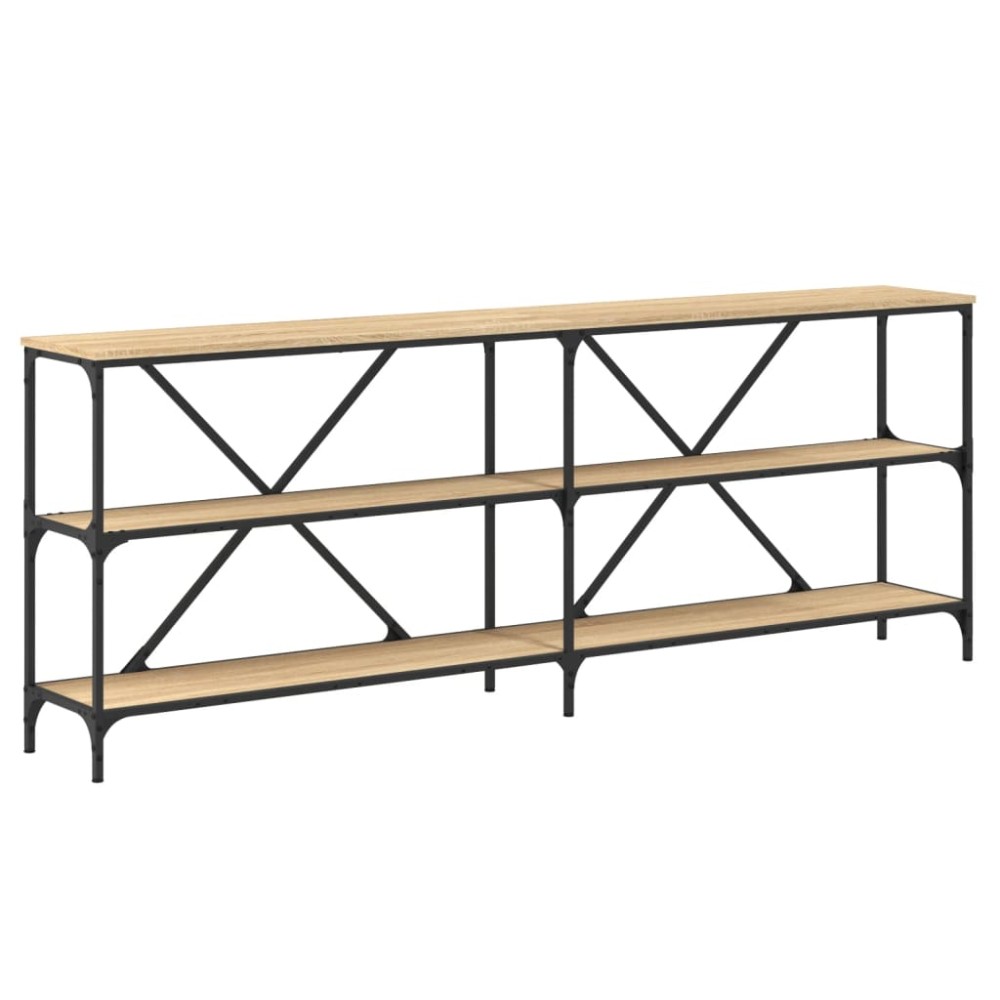vidaXL Masă consolă stejar sonoma 200x30x75 cm lemn prelucrat și fier