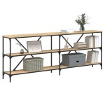 vidaXL Masă consolă stejar sonoma 200x30x75 cm lemn prelucrat și fier vidaXL Masă consolă stejar sonoma 200x30x75 cm lemn prelucrat și fier