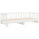 vidaXL Pat de zi extensibil, alb, 2x(90x200) cm, lemn masiv de pin