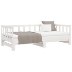 vidaXL Pat de zi extensibil, alb, 2x(90x200) cm, lemn masiv de pin