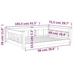 vidaXL Pat pentru câini, 105,5x75,5x28 cm, lemn masiv de pin