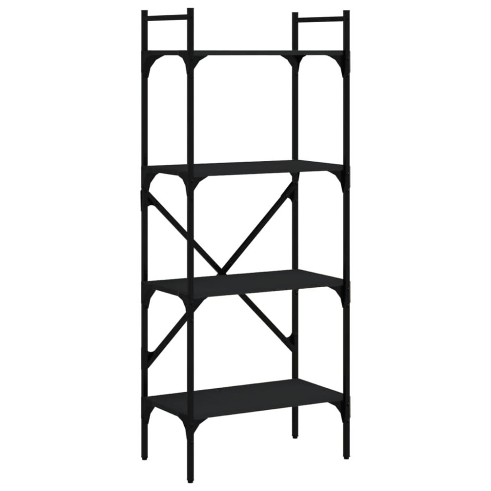 vidaXL Bibliotecă cu 4 niveluri, negru, 56x31,5x138,5 cm lemn compozit