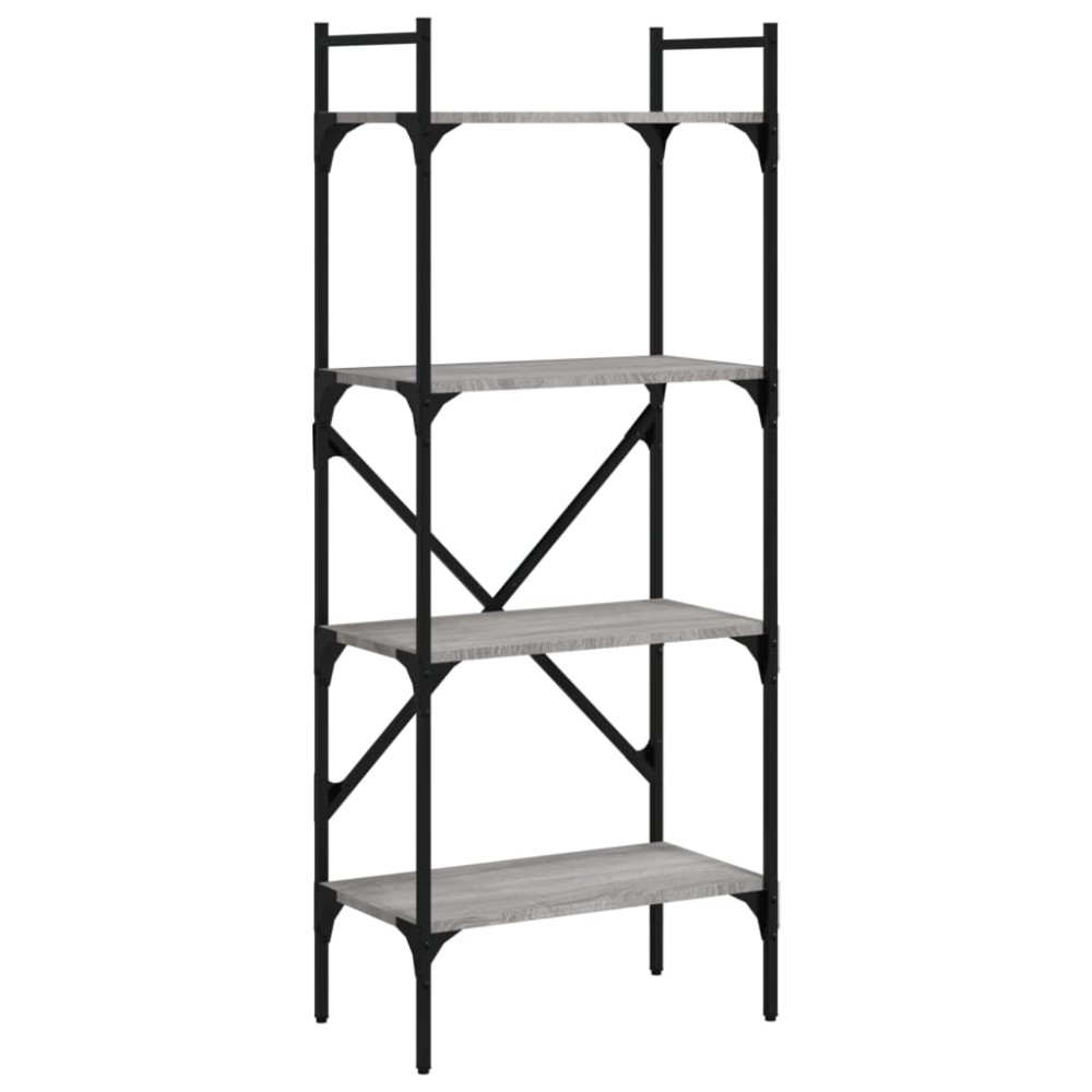 vidaXL Bibliotecă cu 4 niveluri, gri sonoma, 56x31,5x138,5 cm, lemn