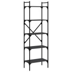 vidaXL Bibliotecă cu 5 niveluri, negru, 56x31,5x174 cm, lemn prelucrat vidaXL Bibliotecă cu 5 niveluri, negru, 56x31,5x174 cm, lemn prelucrat