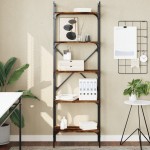 vidaXL Bibliotecă cu 5 niveluri, stejar fumuriu, 56x31,5x174 cm, lemn