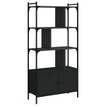 vidaXL Bibliotecă cu uși, negru, 76,5x30x154,5 cm, lemn compozit