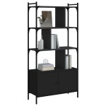 vidaXL Bibliotecă cu uși, negru, 76,5x30x154,5 cm, lemn compozit