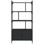 vidaXL Bibliotecă cu uși, negru, 76,5x30x154,5 cm, lemn compozit