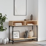 vidaXL Măsuță consolă, stejar sonoma, 100x30,5x75 cm, lemn prelucrat vidaXL Măsuță consolă, stejar sonoma, 100x30,5x75 cm, lemn prelucrat