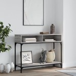 vidaXL Măsuță consolă, gri sonoma, 100x30,5x75 cm, lemn prelucrat vidaXL Măsuță consolă, gri sonoma, 100x30,5x75 cm, lemn prelucrat