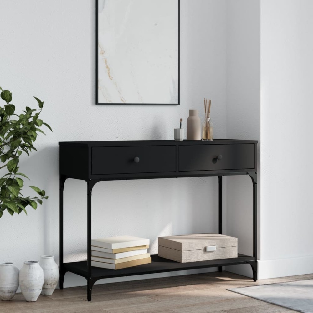 vidaXL Măsuță consolă, negru, 100x34,5x75 cm, lemn compozit