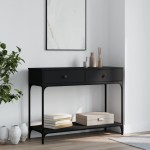 vidaXL Măsuță consolă, negru, 100x34,5x75 cm, lemn compozit vidaXL Măsuță consolă, negru, 100x34,5x75 cm, lemn compozit