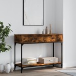 vidaXL Măsuță consolă, stejar fumuriu, 100x34,5x75 cm, lemn prelucrat vidaXL Măsuță consolă, stejar fumuriu, 100x34,5x75 cm, lemn prelucrat