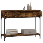 vidaXL Măsuță consolă, stejar fumuriu, 100x34,5x75 cm, lemn prelucrat vidaXL Măsuță consolă, stejar fumuriu, 100x34,5x75 cm, lemn prelucrat