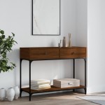 vidaXL Măsuță consolă, stejar maro, 100x34,5x75 cm, lemn prelucrat vidaXL Măsuță consolă, stejar maro, 100x34,5x75 cm, lemn prelucrat