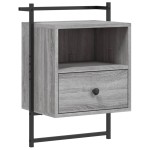 vidaXL Noptieră de perete, gri sonoma, 40x30x61 cm, lemn prelucrat vidaXL Noptieră de perete, gri sonoma, 40x30x61 cm, lemn prelucrat