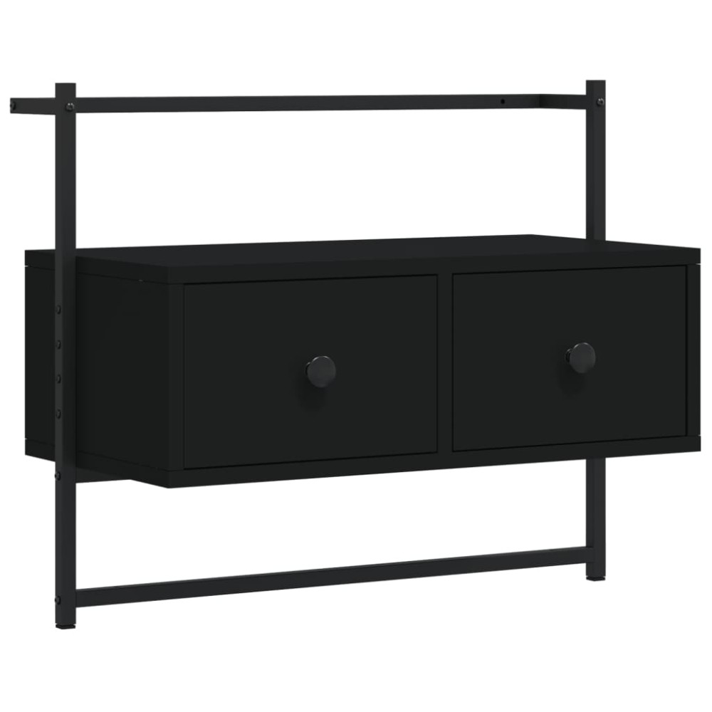 vidaXL Dulap TV montat pe perete, negru, 60,5x30x51 cm, lemn prelucrat
