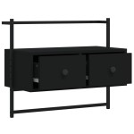vidaXL Dulap TV montat pe perete, negru, 60,5x30x51 cm, lemn prelucrat