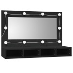 vidaXL Dulap cu oglindă și LED, negru, 90x31,5x62 cm vidaXL Dulap cu oglindă și LED, negru, 90x31,5x62 cm