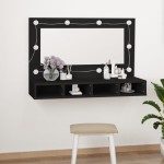 vidaXL Dulap cu oglindă și LED, negru, 90x31,5x62 cm vidaXL Dulap cu oglindă și LED, negru, 90x31,5x62 cm