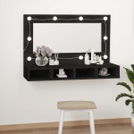 vidaXL Dulap cu oglindă și LED, negru, 90x31,5x62 cm vidaXL Dulap cu oglindă și LED, negru, 90x31,5x62 cm