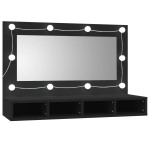 vidaXL Dulap cu oglindă și LED, negru, 90x31,5x62 cm vidaXL Dulap cu oglindă și LED, negru, 90x31,5x62 cm