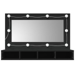 vidaXL Dulap cu oglindă și LED, negru, 90x31,5x62 cm vidaXL Dulap cu oglindă și LED, negru, 90x31,5x62 cm