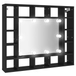 vidaXL Dulap cu oglindă cu LED, negru, 91x15x76,5 cm vidaXL Dulap cu oglindă cu LED, negru, 91x15x76,5 cm
