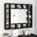 vidaXL Dulap cu oglindă cu LED, negru, 91x15x76,5 cm vidaXL Dulap cu oglindă cu LED, negru, 91x15x76,5 cm