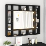 vidaXL Dulap cu oglindă cu LED, negru, 91x15x76,5 cm vidaXL Dulap cu oglindă cu LED, negru, 91x15x76,5 cm