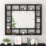 vidaXL Dulap cu oglindă cu LED, negru, 91x15x76,5 cm vidaXL Dulap cu oglindă cu LED, negru, 91x15x76,5 cm