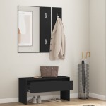 vidaXL Set de mobilier pentru hol, negru, lemn prelucrat