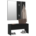 vidaXL Set de mobilier pentru hol, negru, lemn prelucrat