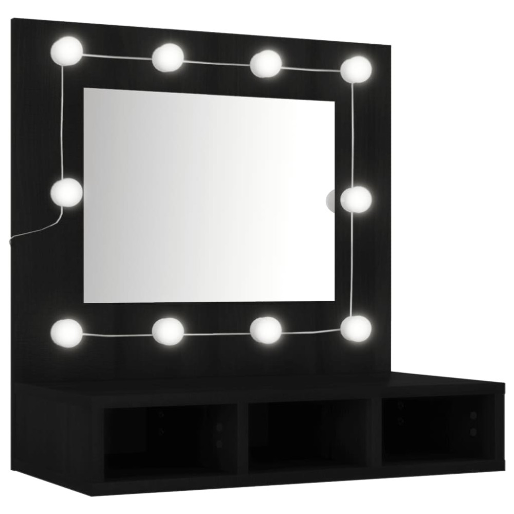 vidaXL Dulap cu oglindă și LED, negru, 60x31,5x62 cm