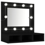 vidaXL Dulap cu oglindă și LED, negru, 60x31,5x62 cm vidaXL Dulap cu oglindă și LED, negru, 60x31,5x62 cm