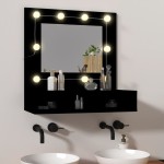vidaXL Dulap cu oglindă și LED, negru, 60x31,5x62 cm vidaXL Dulap cu oglindă și LED, negru, 60x31,5x62 cm