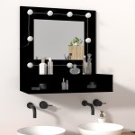 vidaXL Dulap cu oglindă și LED, negru, 60x31,5x62 cm vidaXL Dulap cu oglindă și LED, negru, 60x31,5x62 cm
