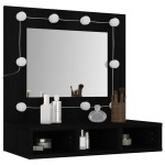 vidaXL Dulap cu oglindă și LED, negru, 60x31,5x62 cm vidaXL Dulap cu oglindă și LED, negru, 60x31,5x62 cm