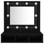 vidaXL Dulap cu oglindă și LED, negru, 60x31,5x62 cm vidaXL Dulap cu oglindă și LED, negru, 60x31,5x62 cm