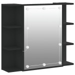 vidaXL Dulap cu oglindă și LED, negru, 70x16,5x60 cm vidaXL Dulap cu oglindă și LED, negru, 70x16,5x60 cm