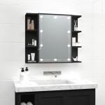 vidaXL Dulap cu oglindă și LED, negru, 70x16,5x60 cm vidaXL Dulap cu oglindă și LED, negru, 70x16,5x60 cm