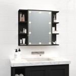 vidaXL Dulap cu oglindă și LED, negru, 70x16,5x60 cm vidaXL Dulap cu oglindă și LED, negru, 70x16,5x60 cm