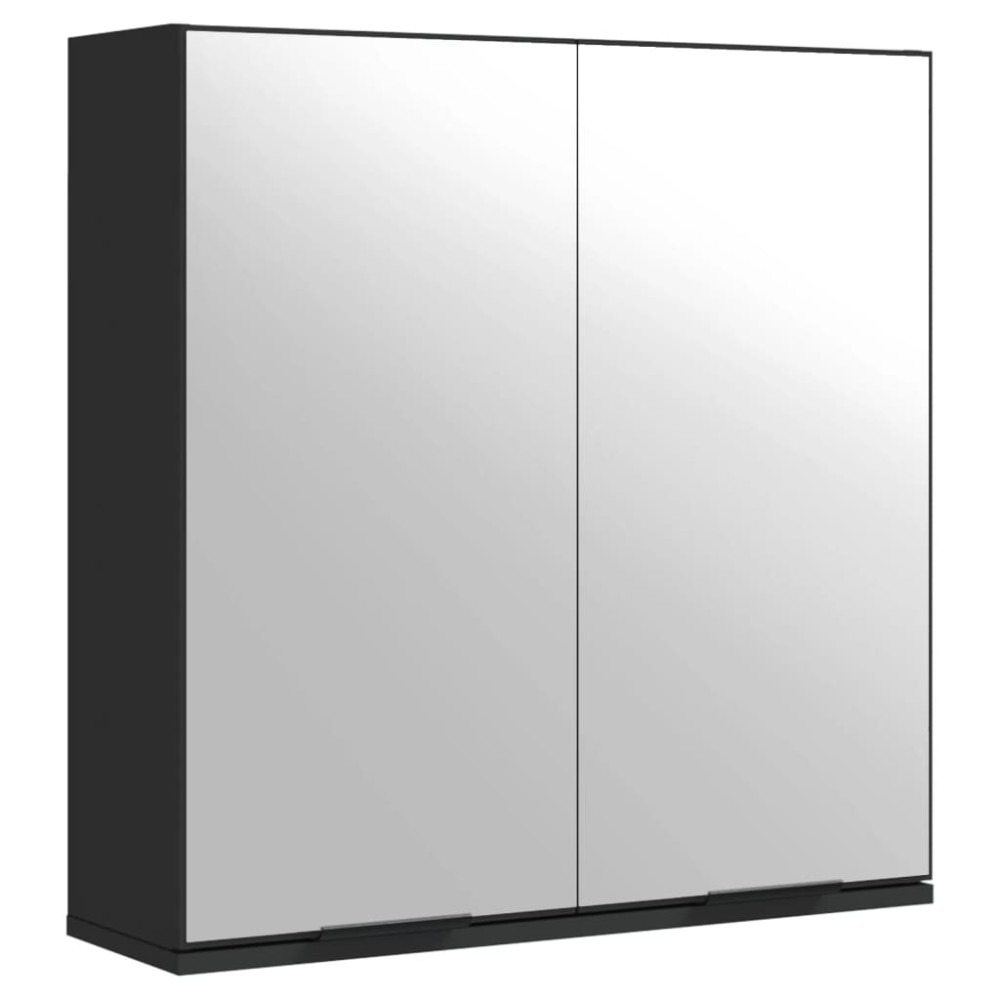 vidaXL Dulap baie cu oglindă negru 64x20x67 cm lemn compozit
